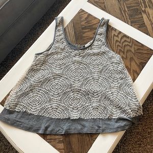 NWOT grey and lace overlay crop top